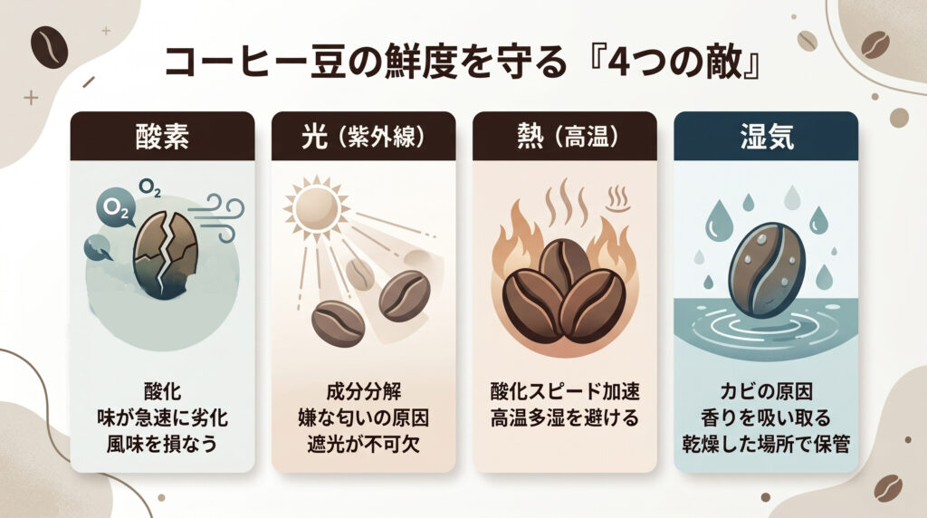 コーヒー豆の鮮度を守る